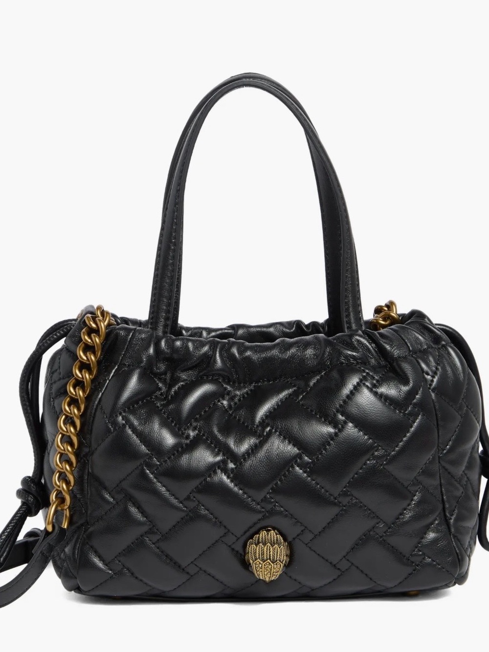 🖤 NWT KURT GEIGER SMALL KENSINGTON BLACK LEATHER DRAWSTRING BAG!